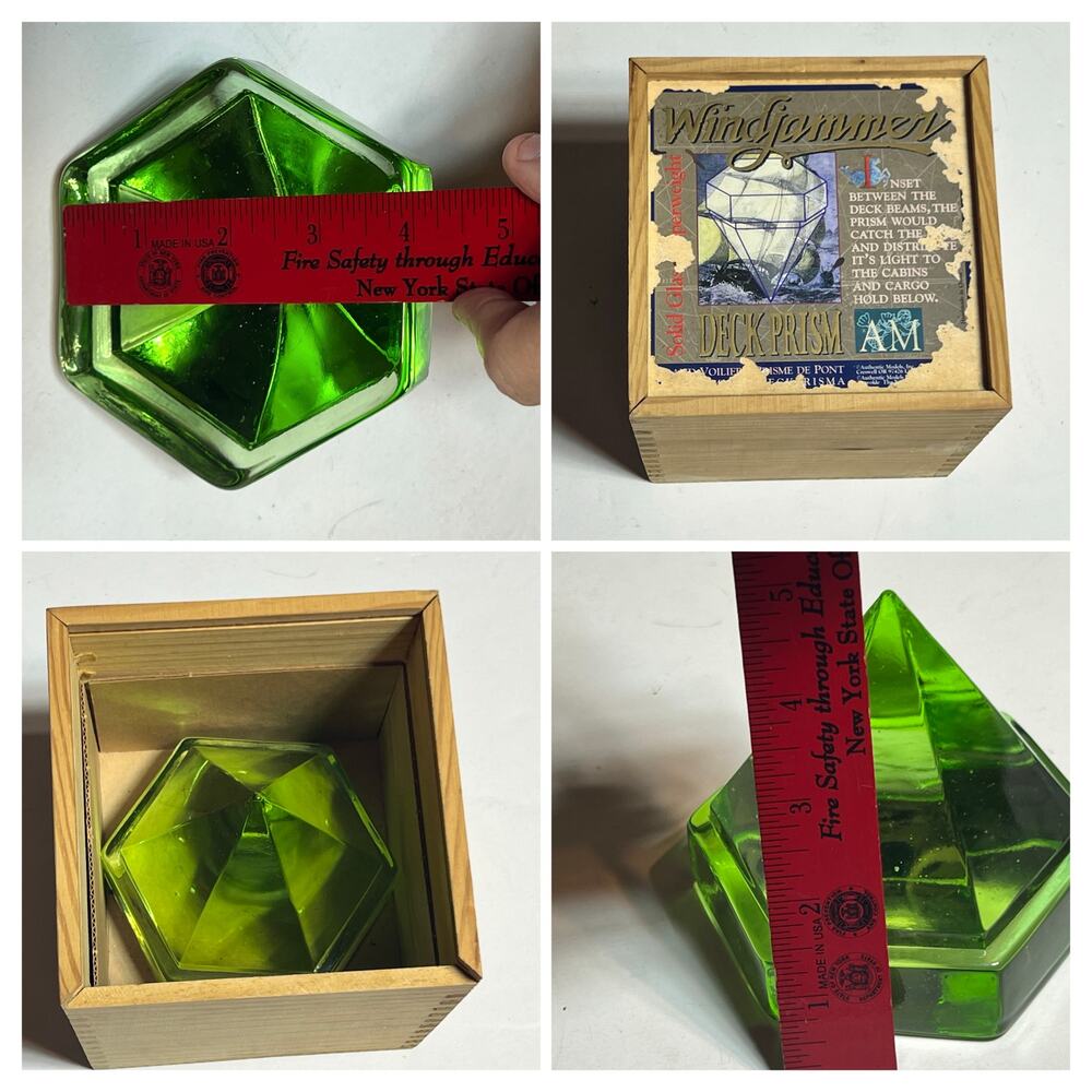 Windjammer Glass Deck Prism Solid Green Nautical Decor Paperweight Authentic